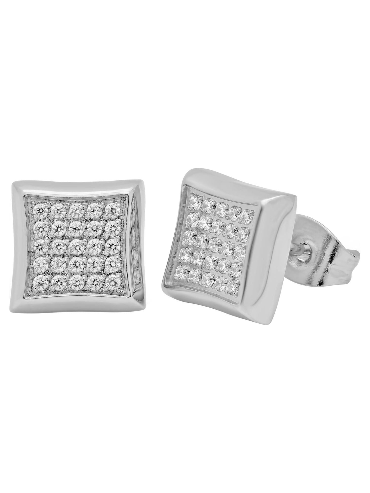 Square Diamond Earrings Men  Earring Stud White Crystal Men - Square Cubic  Zirconia - Aliexpress