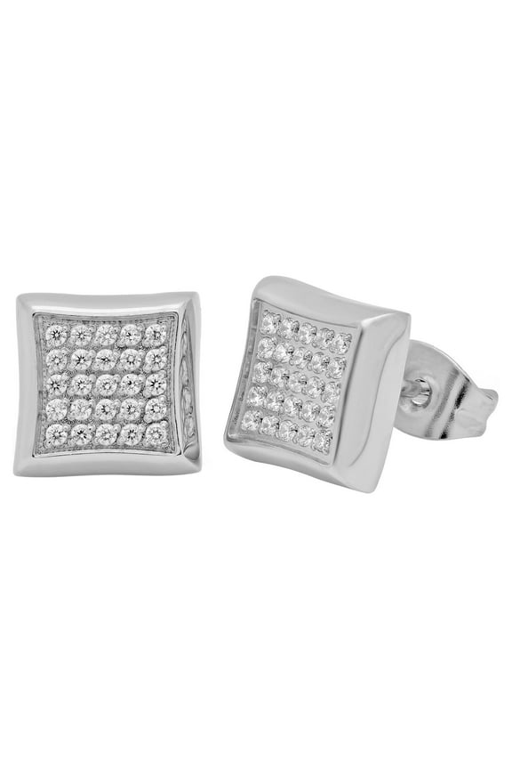 Men's Stainless Steel CZ Stud Earrings - Mens Accessory