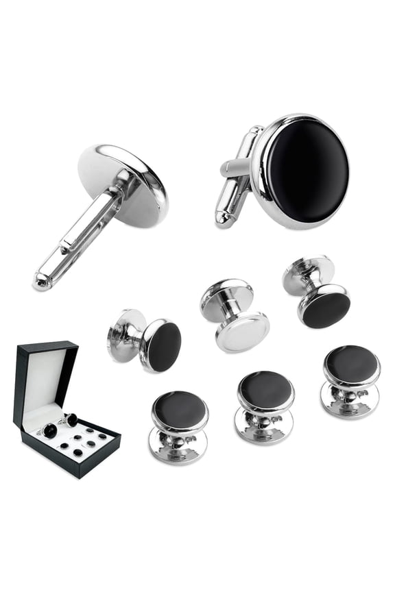 Men's Stainless Steel Cufflinks and Shirt Studs Set, Ideal Business and Wedding Gifts