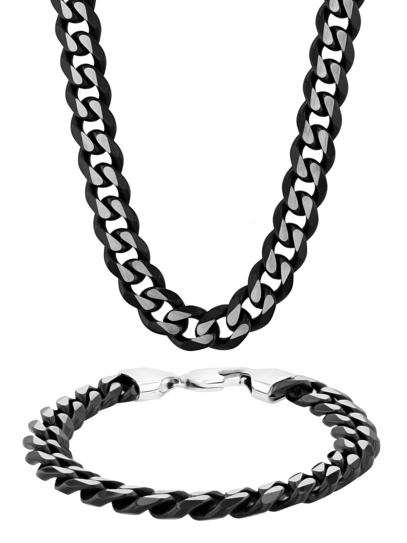 Men's Stainless Steel Curb Chain Necklace and Bracelet, 2-pc Gift