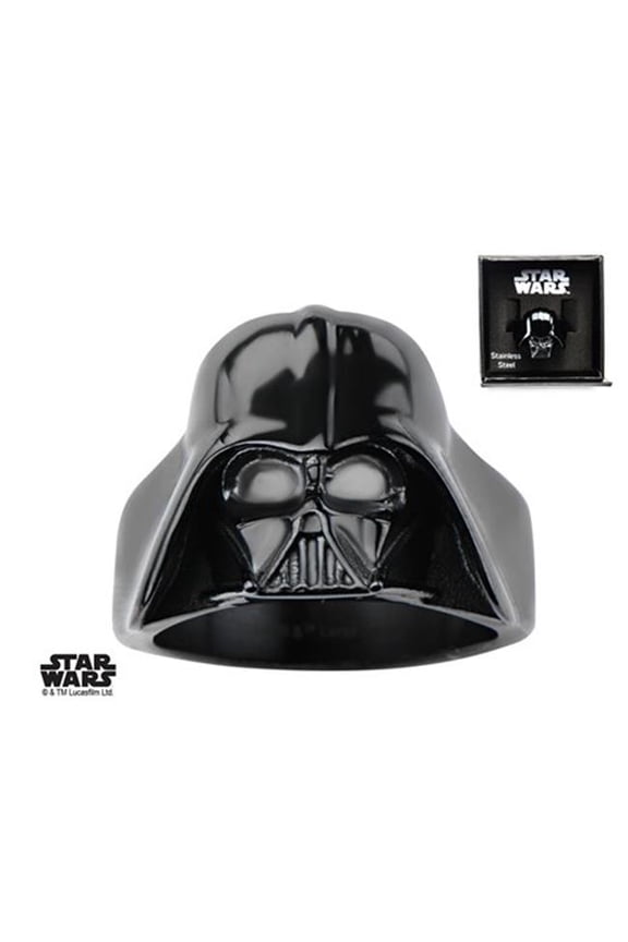 Men's Stainless Steel Darth Vader 3D Black IP Ring