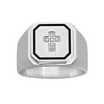 thumbnail image 1 of Men’s Stainless Steel Diamond Accent Cross and Bold Black Border Fashion Mens Ring, 1 of 2