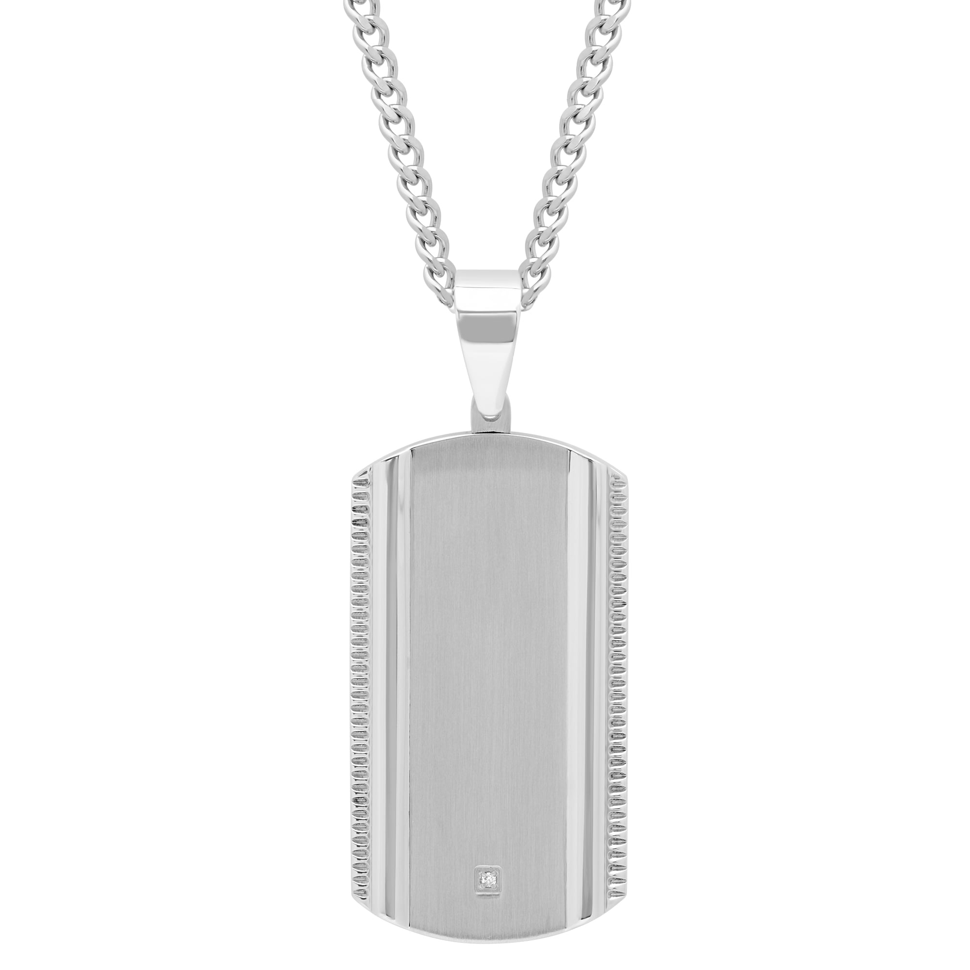 Diamonte Polished Stainless Steel Dog Tag