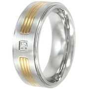 BRILLIANCE FINE JEWELRY Men's Stainless Steel Diamond Accent Two-Tone Ring, 8mm