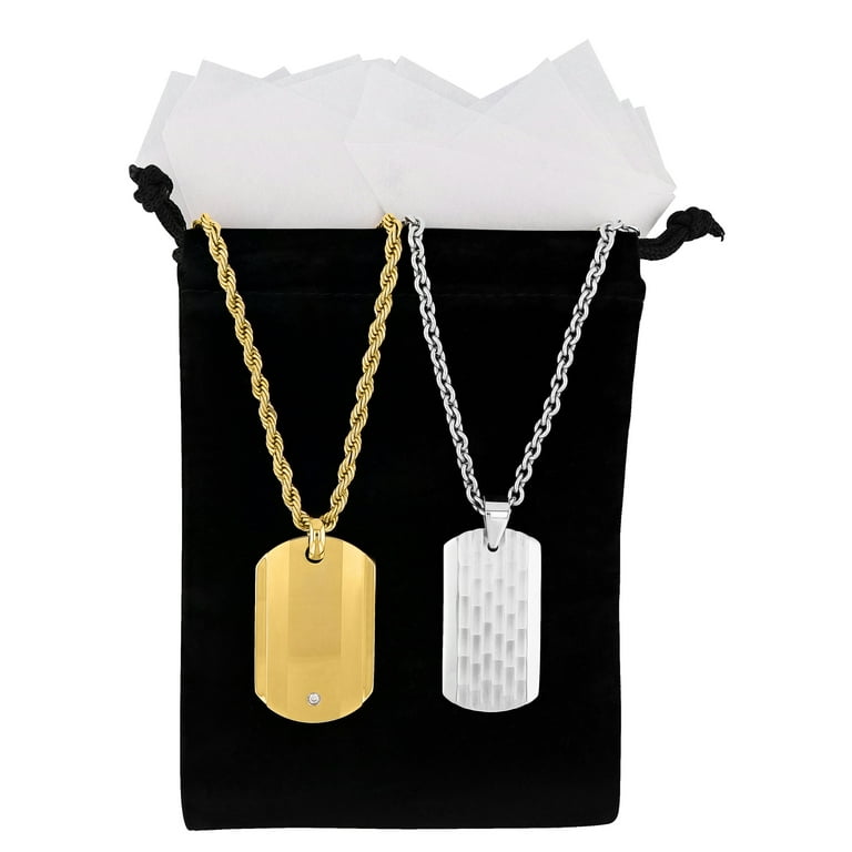 Men's Stainless Steel Dog Tag Pendant Necklace, 2-pc Pendant Gift
