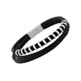 thumbnail image 1 of Men's Stainless Steel & Faux Leather Multistrand Bracelet, 1 of 4