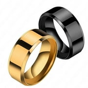 LINDMEYERS Men's Stainless Steel Fill Metal Wedding Band Ring Temporary Black/Gold/Silver