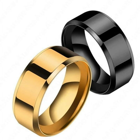Men's Stainless Steel Fill Metal Wedding Band Ring Temporary Black/Gold/Silver