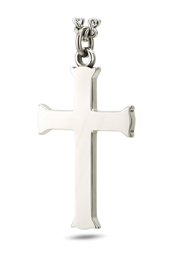 Men's Stainless Steel Flare Cross Necklace-Phil 4:13 by Shields of Strength