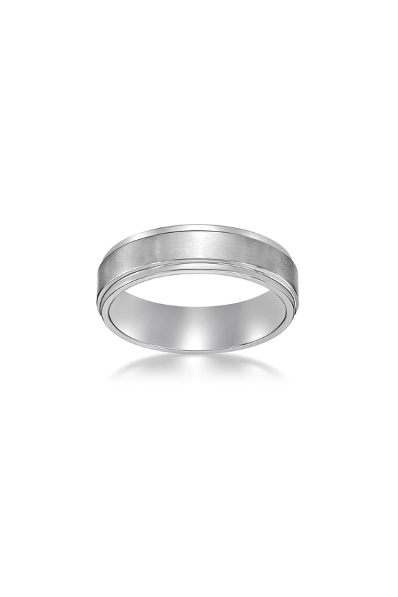 Men's Stainless Steel Flat Edge Wedding Band Ring, Jewelry Gift For Men - 6MM - Size 8