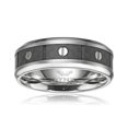 thumbnail image 1 of Men's Stainless Steel Forged Carbon Fiber Ring with Buttons, Jewelry Gift For Men - Size 8, 1 of 5
