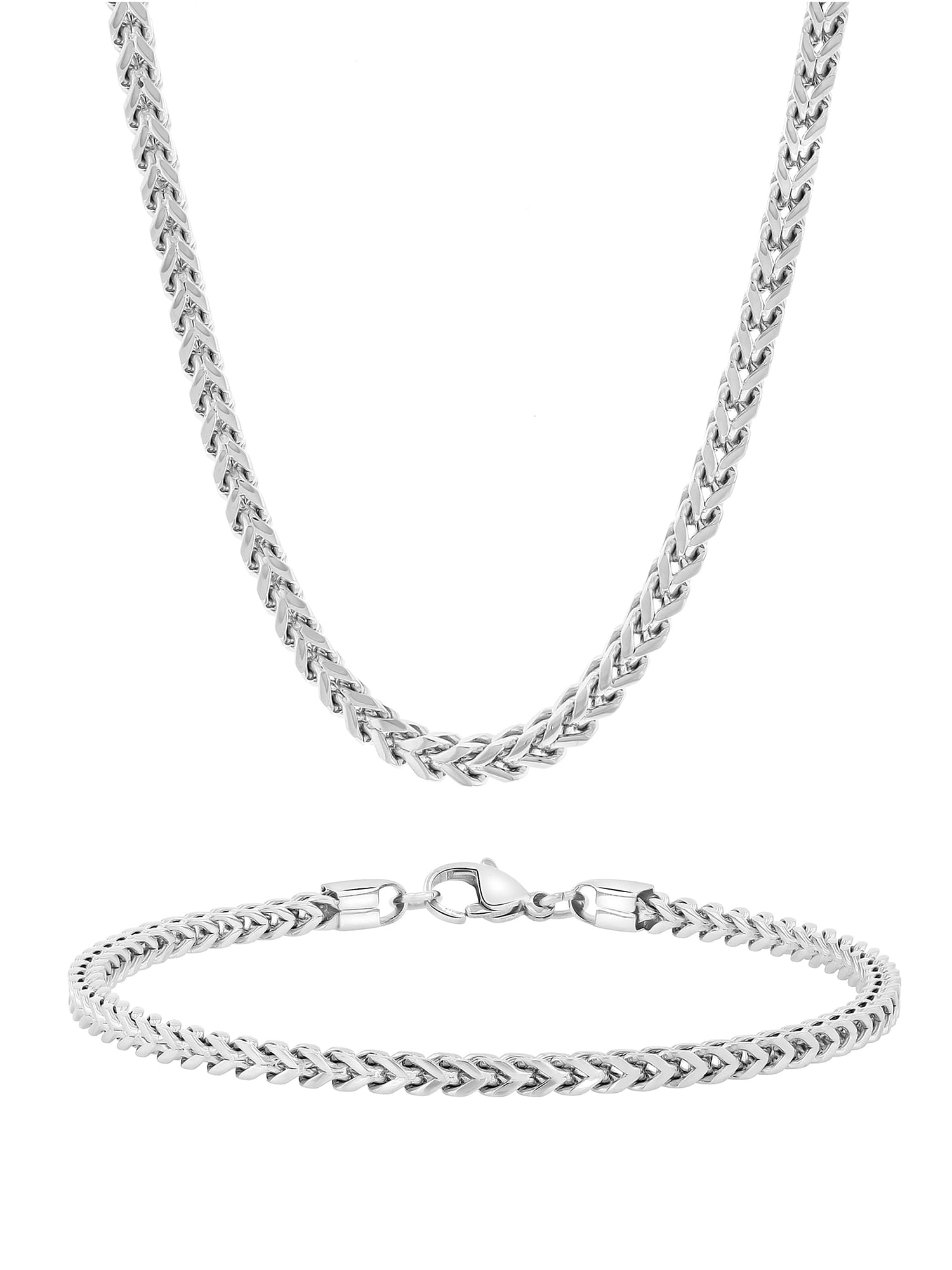 Men's Stainless Steel Franco Link Bracelet & Necklace Set