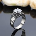 thumbnail image 1 of Mens Stainless Steel Ring With Gemstone Diamond Accent Geometric Design Titanium Band Jewelry Gift Anniversary, 1 of 8