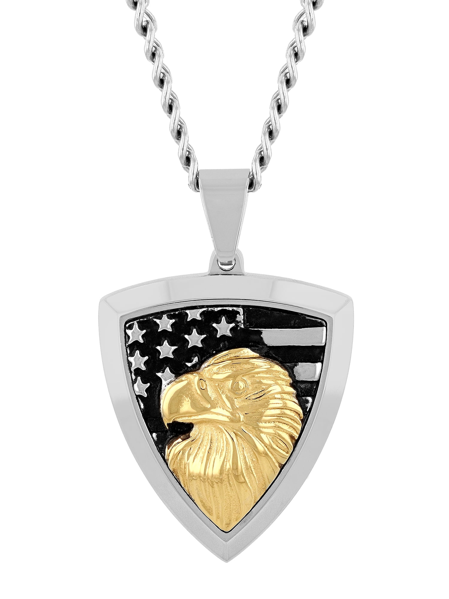 Chains for Necklaces Flag Day Gift Stainless Steel American USA Flag Cross  Religious Pendant Necklace Jewelry for Men Alt Necklaces (Silver, One Size)