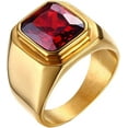 thumbnail image 1 of Men's Stainless Steel Gold/Silver/Black Plated Ring with Square Gemstone Multicolor Stone, 1 of 8