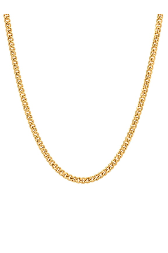 Men's Stainless Steel Gold-Tone 24" Flat Curb Chain Necklace - Mens Necklace