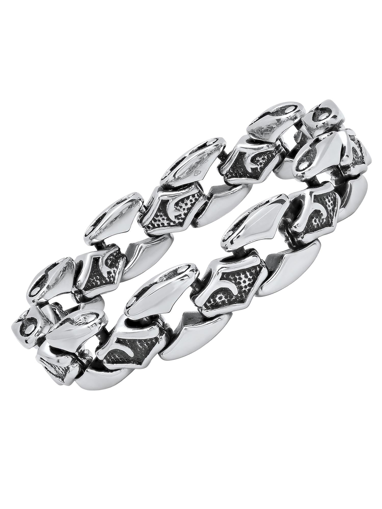 Men's Stainless Steel Gothic Link Bracelet, Inches