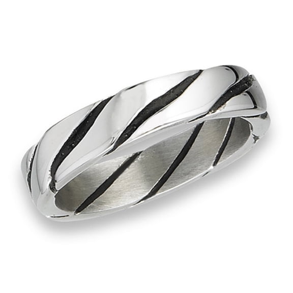 Men's Stainless Steel Heavy Rope Stripe Band Ring Size 11