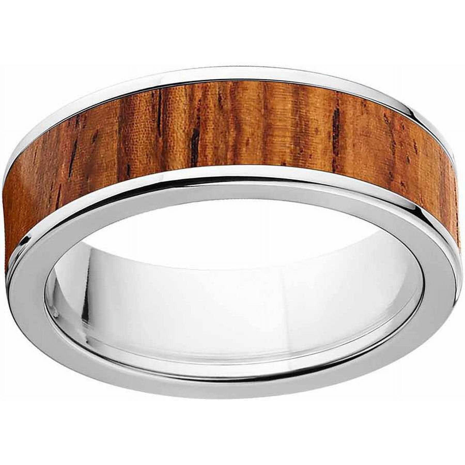 Men's Stainless Steel Honduras Rosewood Exotic Wood Wedding Ring