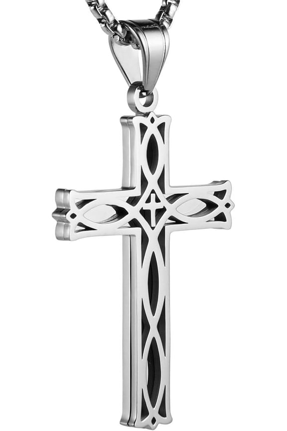 Men's Stainless Steel Infinity Celtic Irish Knot Pendant Necklace, 22+2" Link Chain