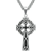 ARCO IRIS JEWELRY Men's Stainless Steel Large Celtic Cross Pendant Necklace