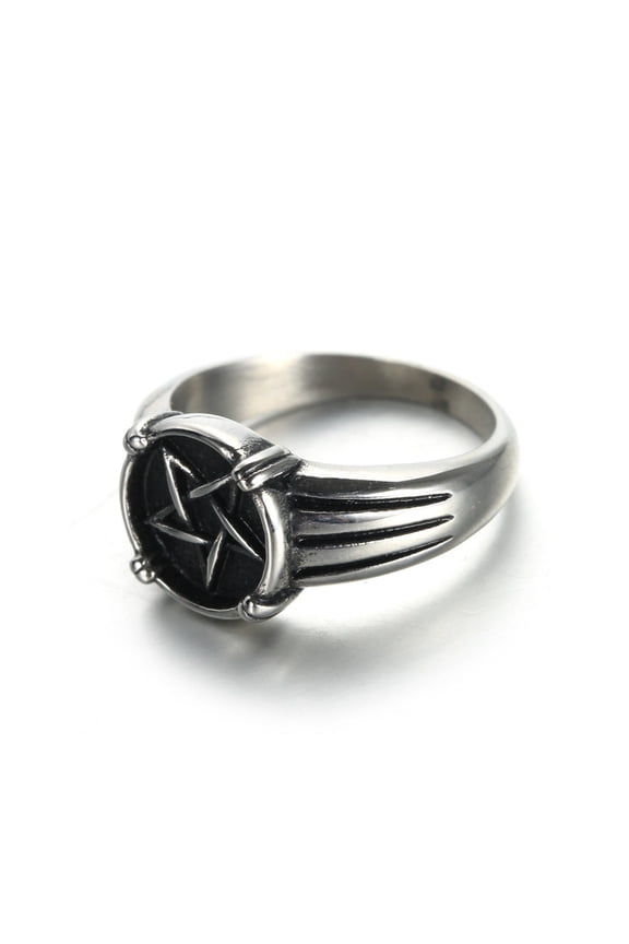 Men's Stainless Steel Pentagram Ring European American Retro Geometric Ring Travel Commemoration Gift Statement Jewelry