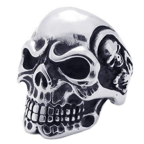 Men's Stainless Steel Punk Gothic Biker Ghosts Skull Head Ring
