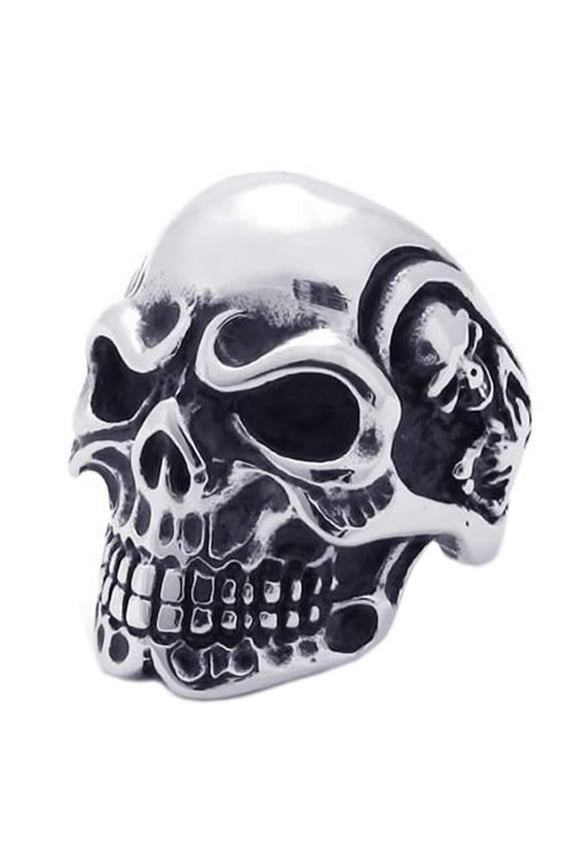 Men's Stainless Steel Punk Gothic Biker Ghosts Skull Head Ring