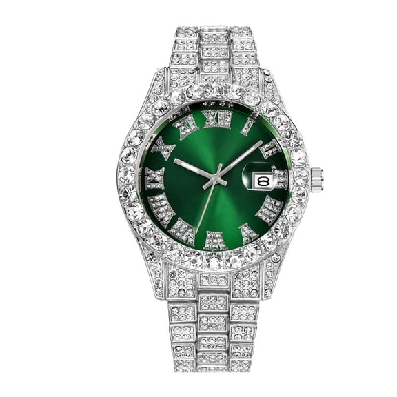 Men's Stainless Steel Quartz Dress Watch, 43mm Casual Crystal Dial Wristwatch with Mesh Band, Silver Tone