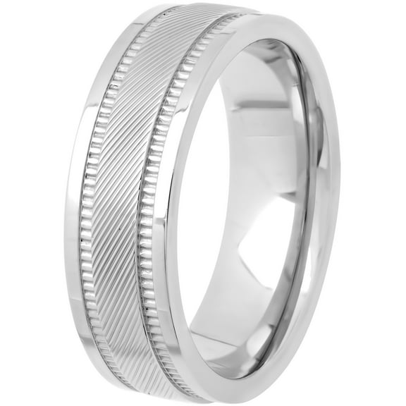 Menâs Stainless Steel Ribbed Spiral Wedding Ring Band â Mens Ring