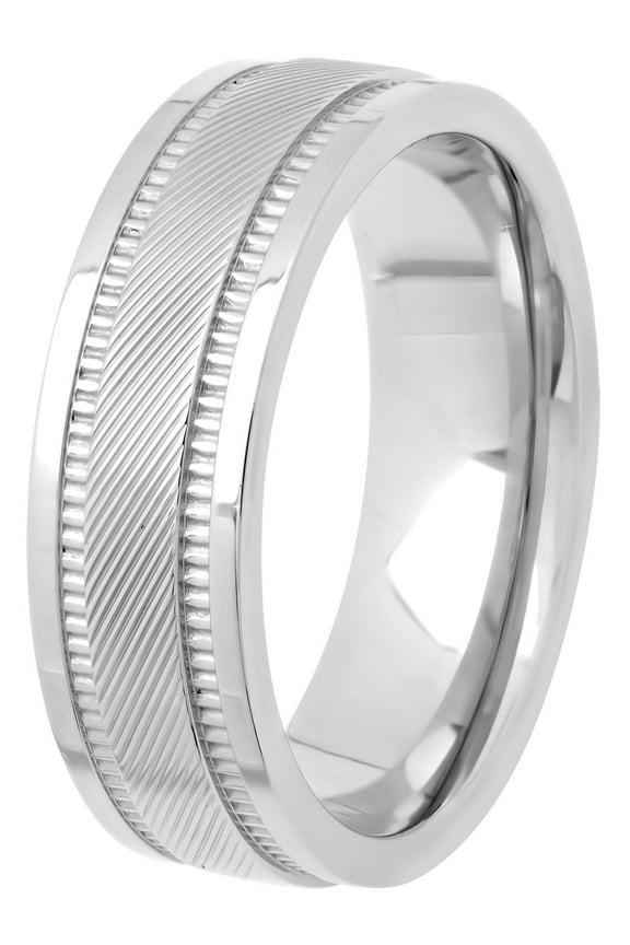 Menâs Stainless Steel Ribbed Spiral Wedding Ring Band â Mens Ring