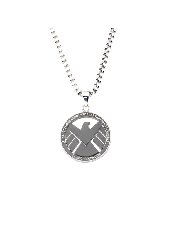 Men's Stainless Steel S.H.I.E.L.D Logo Pendant, 24 Chain