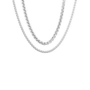 Men's Stainless Steel Set of 2 Rounded Box Chains - Believe by Brilliance