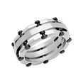 thumbnail image 1 of Men’s Stainless Steel Silver-Tone & Black Rivet Accent Layered Band, 1 of 5
