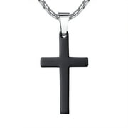 LINEAVE Men's Stainless Steel Simple Cross Pendant Necklace