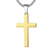 LINEAVE Men's Stainless Steel Simple Cross Pendant Necklace