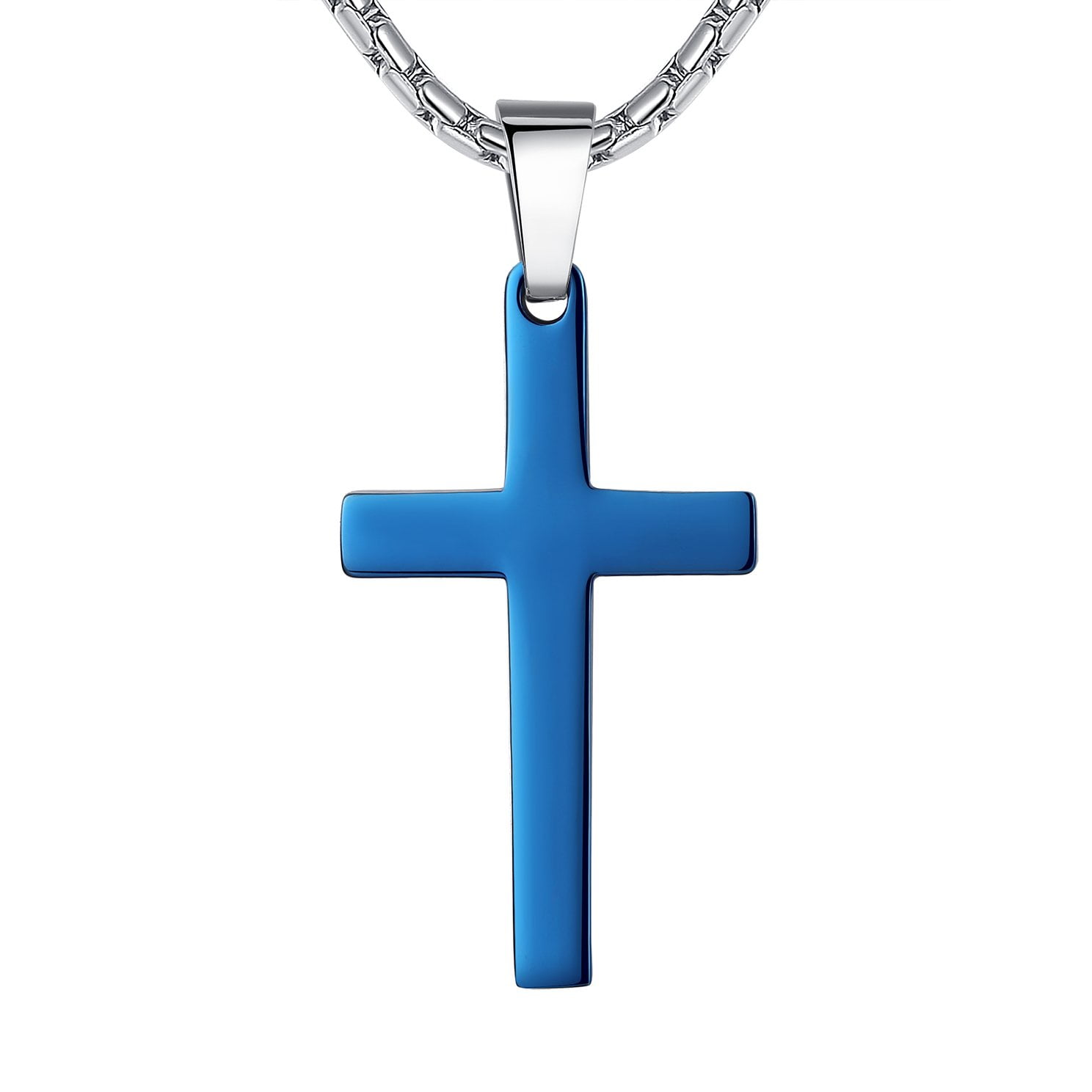 Men s Stainless Steel Simple Cross Pendant Necklace Walmart