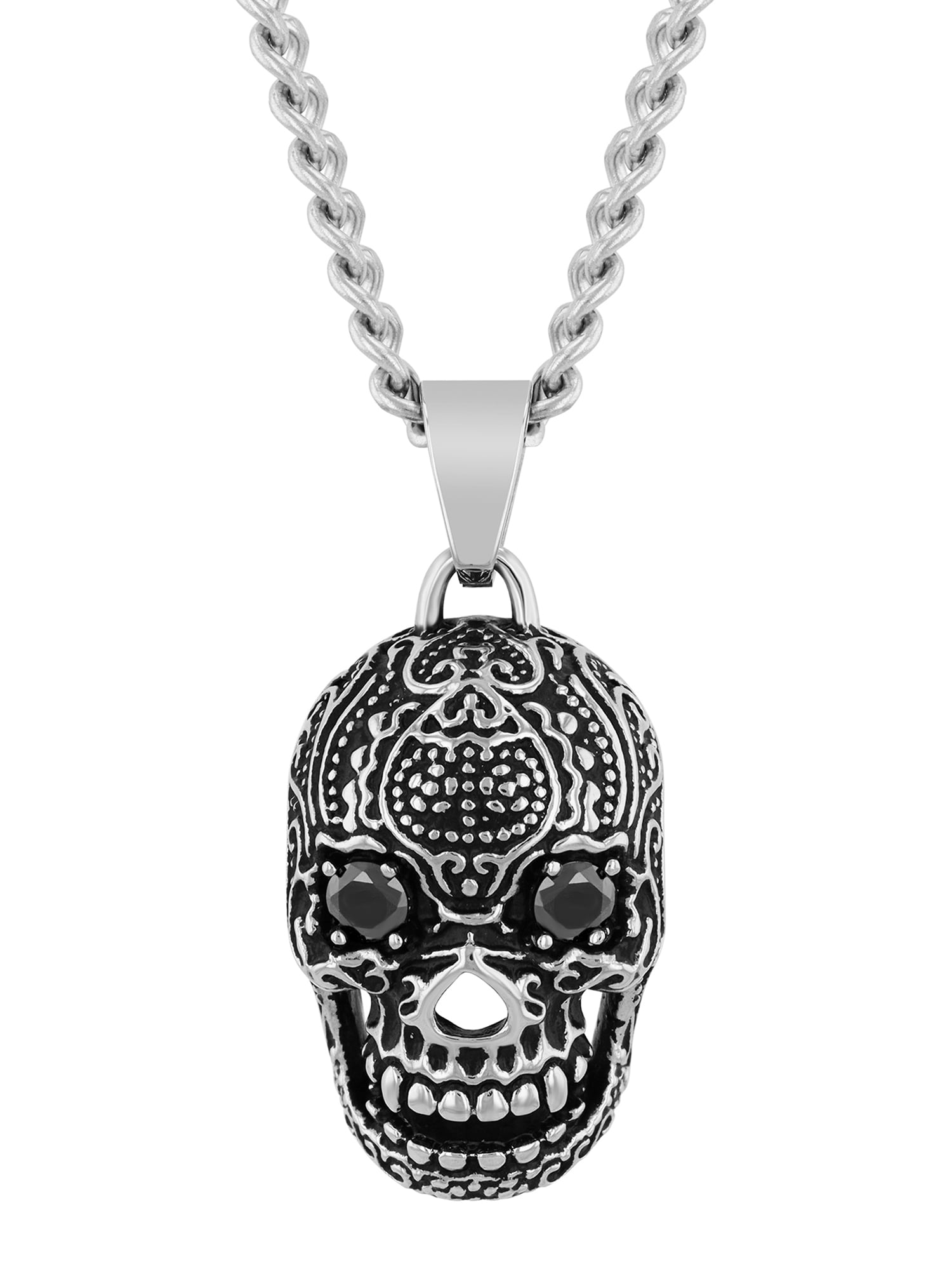 Believe by Brilliance Men's Stainless Steel Skull Pendant with