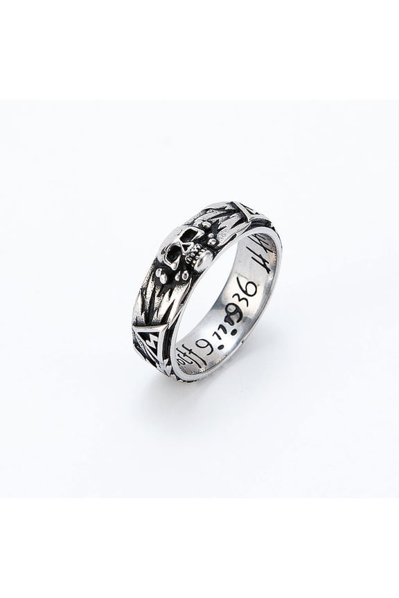 Men's Stainless Steel Skull Ring Vintage Couple Ring Old Domineering Cross Design Biker Ring Gothic Ring for Men and Women Fashion Jewelry