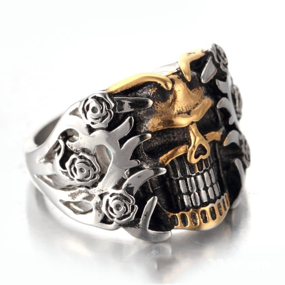 Men's Stainless Steel Skull Rings Vintage Cool Kito Head Gothic Biker Band