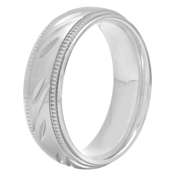 Men's Stainless Steel Slash Pattern Wedding Band - Mens Ring