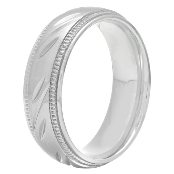 Men's Stainless Steel Slash Pattern Wedding Band - Mens Ring