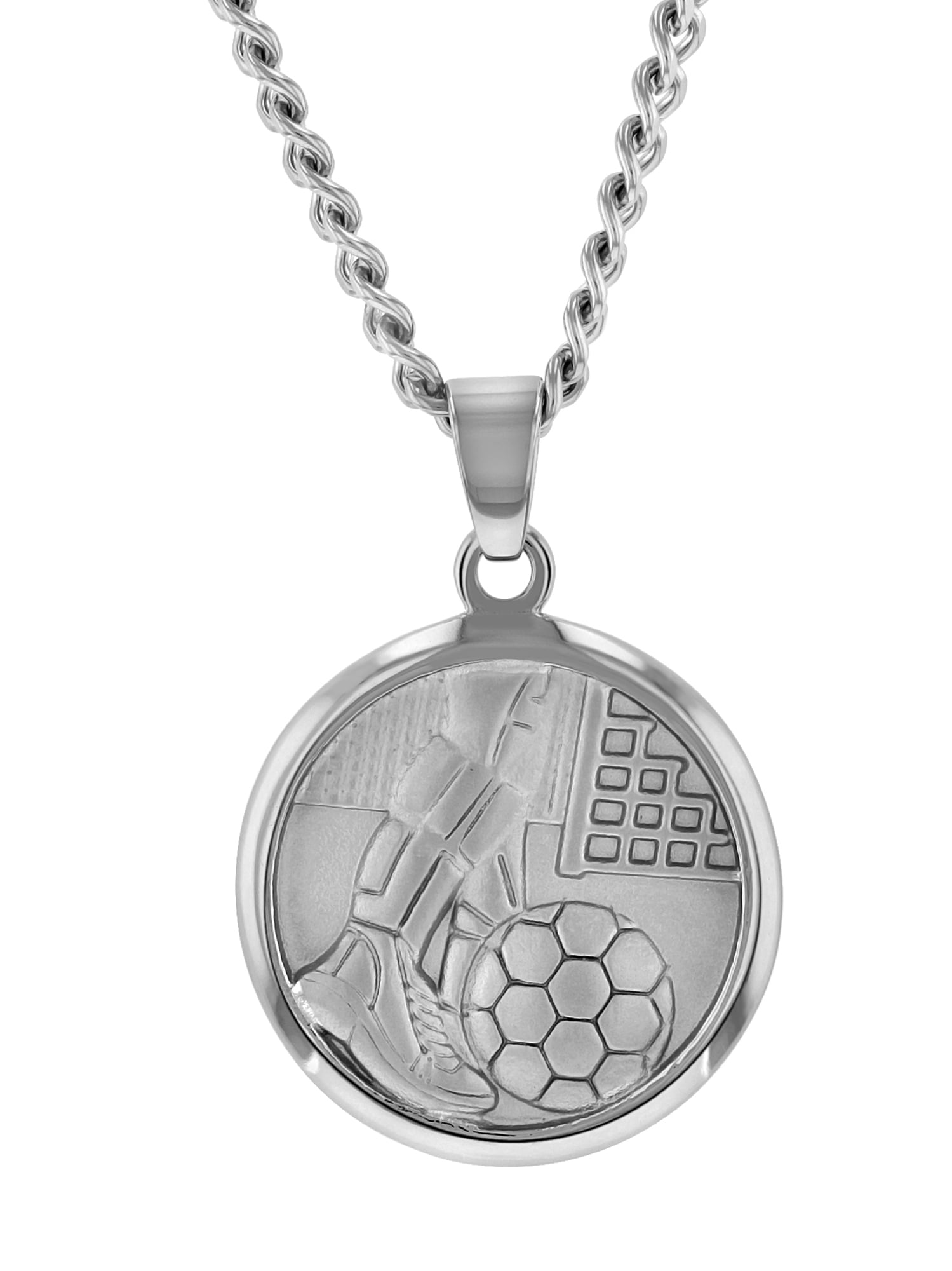 Men’s Stainless Steel Soccer Medallion Pendant Necklace Chain