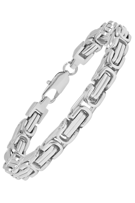 Men's Stainless Steel Square Byzantine Bracelet, 8.5"