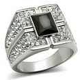thumbnail image 1 of Men's Stainless Steel Square Rectangle Black Onyx & Pave CZ Ring, 1 of 7