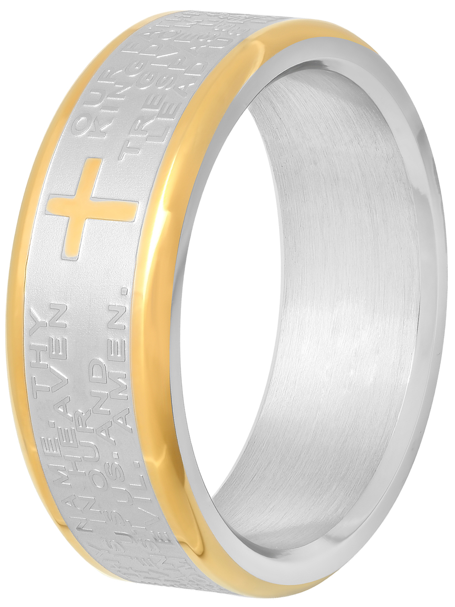 Solid Real Plain Gold Striped Wedding Band Ring in Yellow Rose White