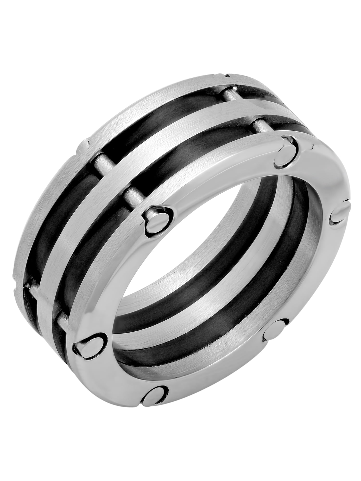 Men’s Stainless Steel Two-Tone Black IP Layered Band – Mens Ring ...