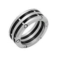 thumbnail image 1 of Men’s Stainless Steel Two-Tone Black IP Layered Band – Mens Ring, 1 of 5
