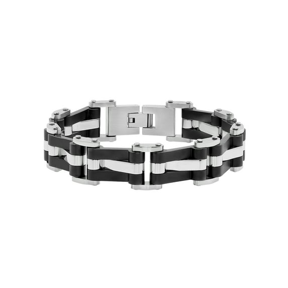 Men’s Stainless Steel Two Tone Wave Link Bracelet
