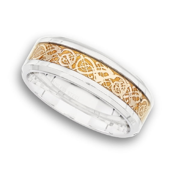 Men's Stainless Steel Two Toned Textured Band Ring Size 8